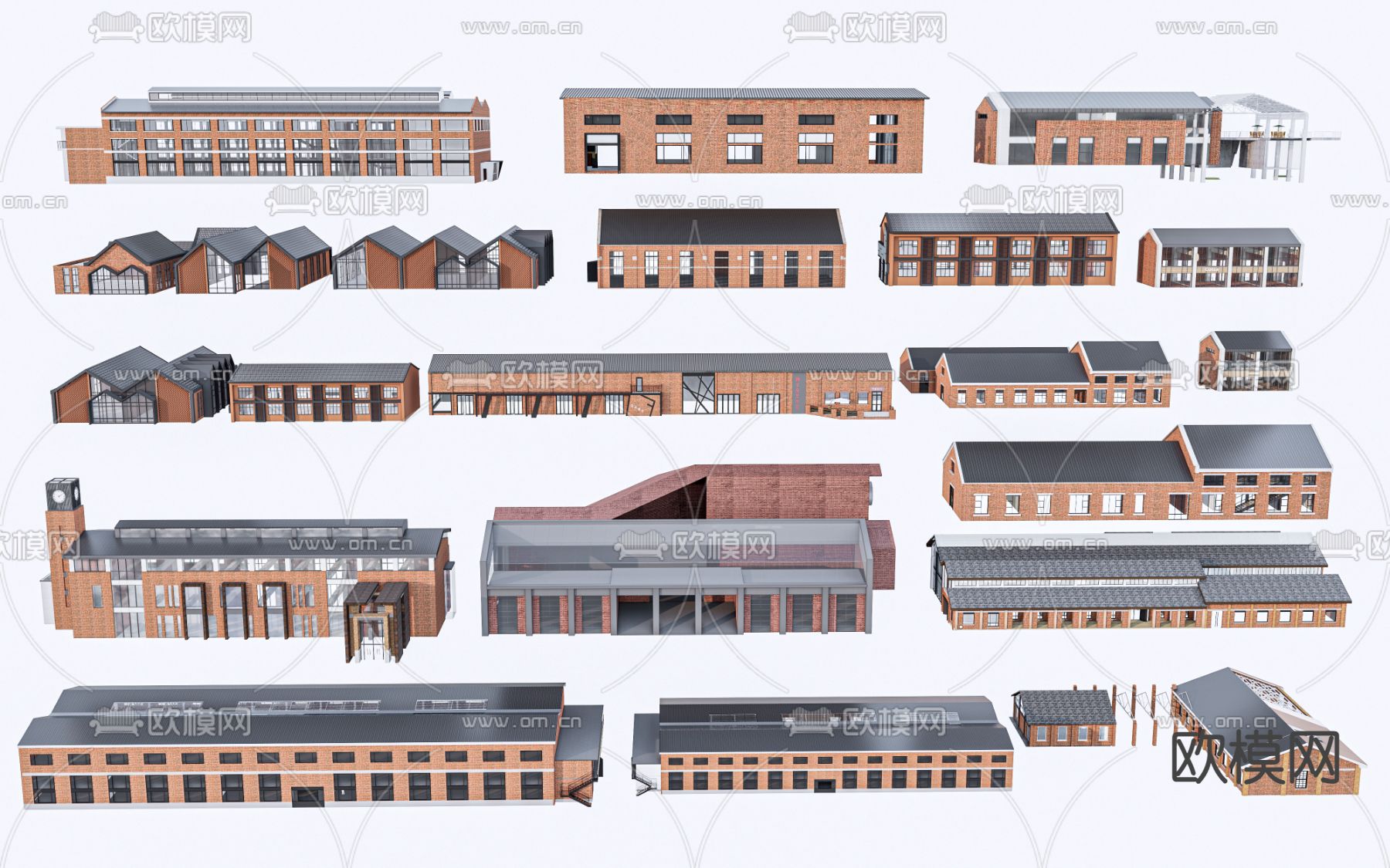 工业厂房 厂房改造 文创厂房su模型下载（渲染图2）