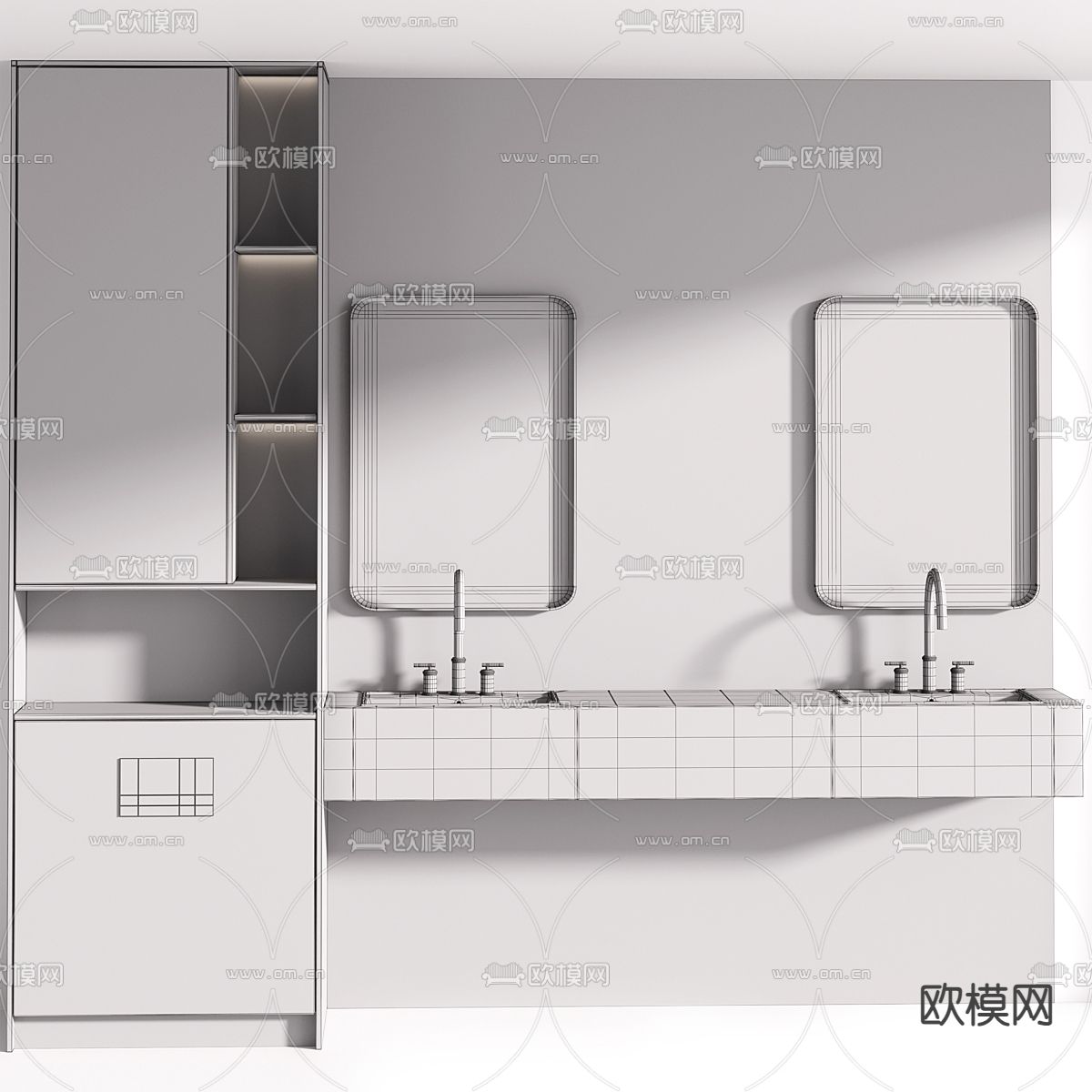 浴室柜 洗手台3d模型下载（渲染图3）