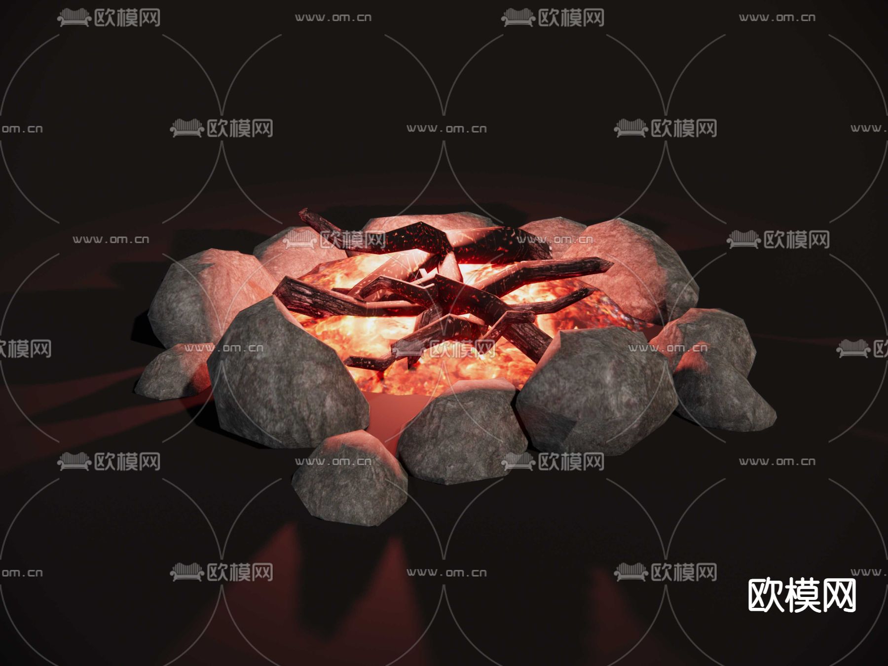 篝火堆su模型下载（渲染图3）