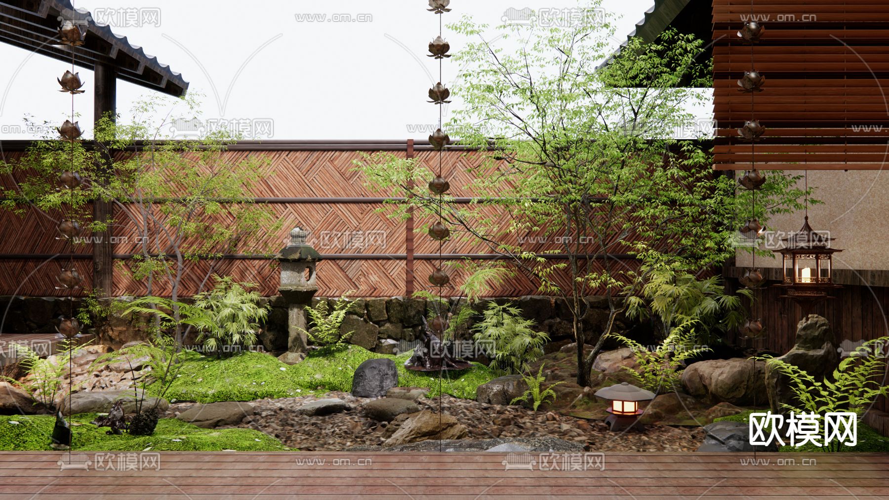 日式庭院景观 禅意庭院3d模型下载