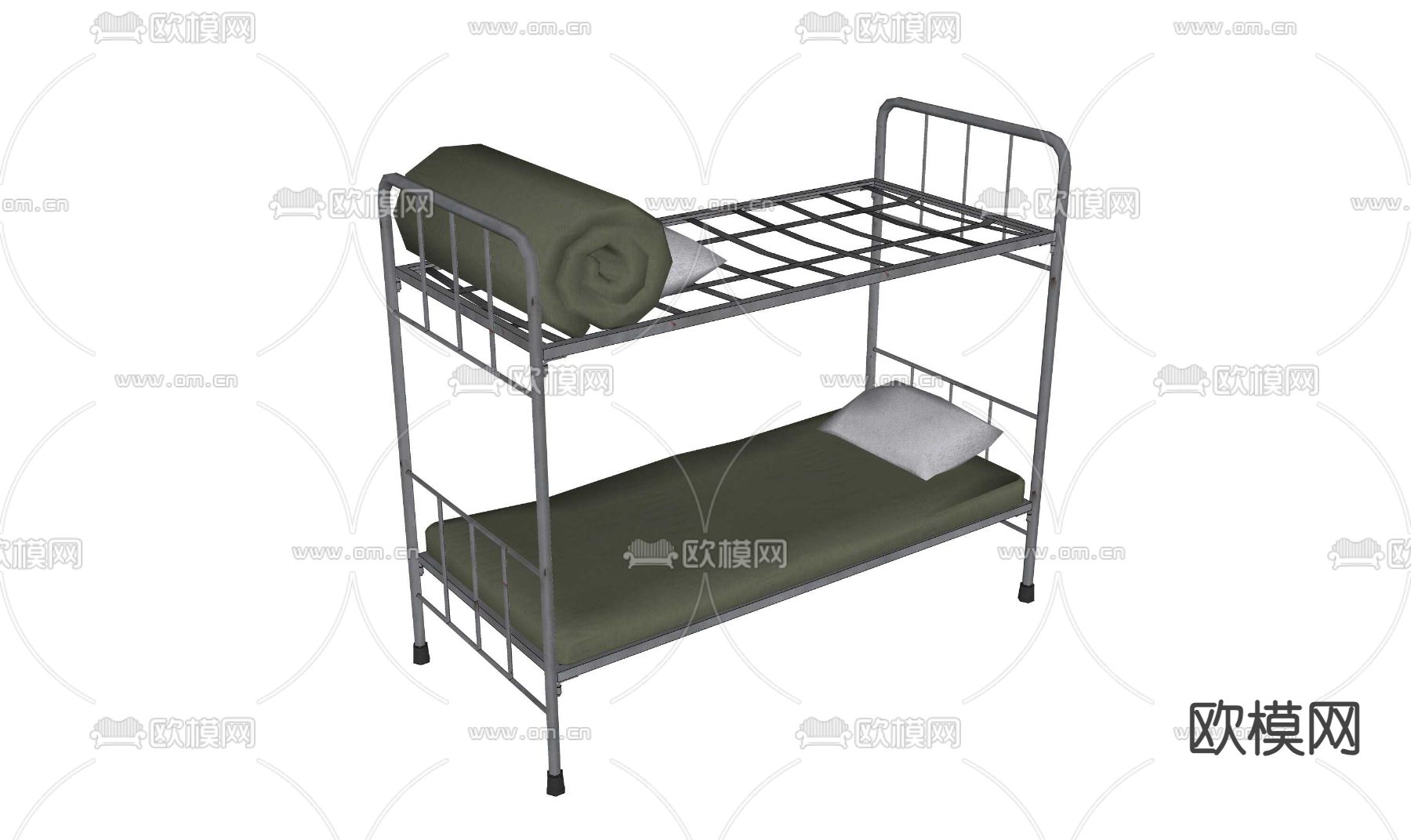 双层床 钢管床 宿舍上下铺su模型下载（渲染图1）