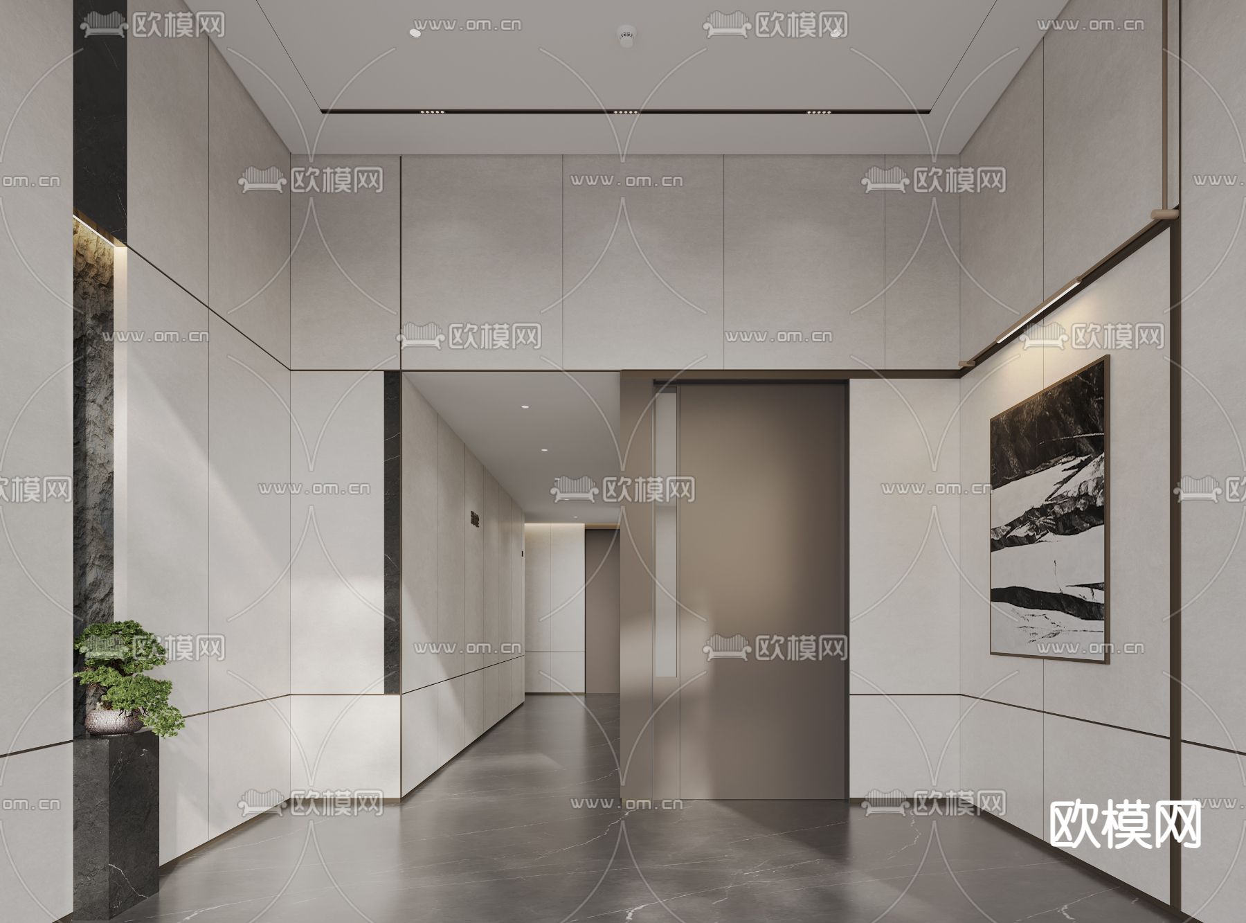 办公室走廊 过道3d模型下载