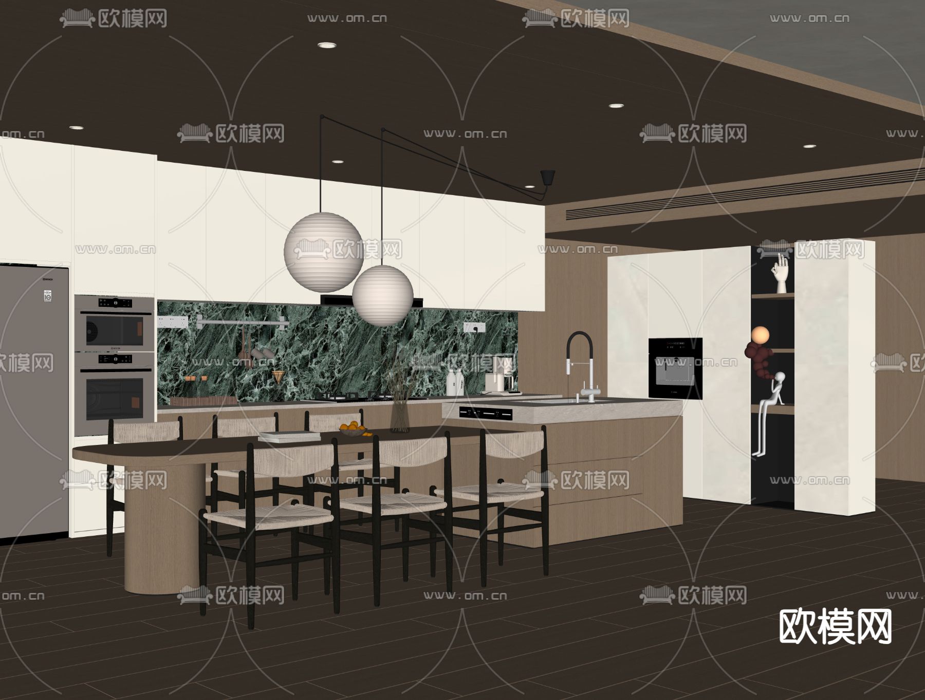侘寂风餐厅su模型下载（渲染图1）