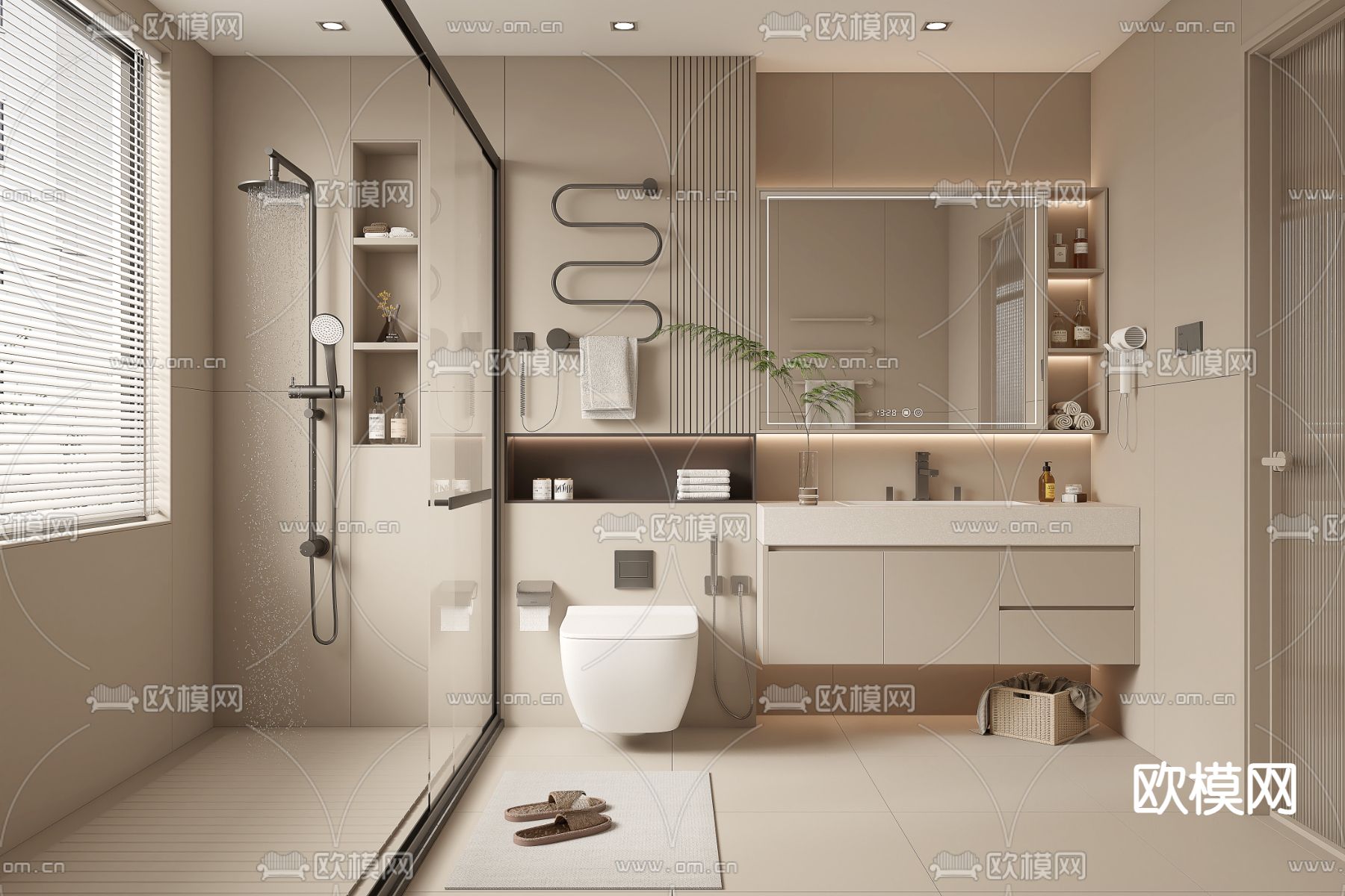 现代卫生间 浴室 洗手间3d模型下载