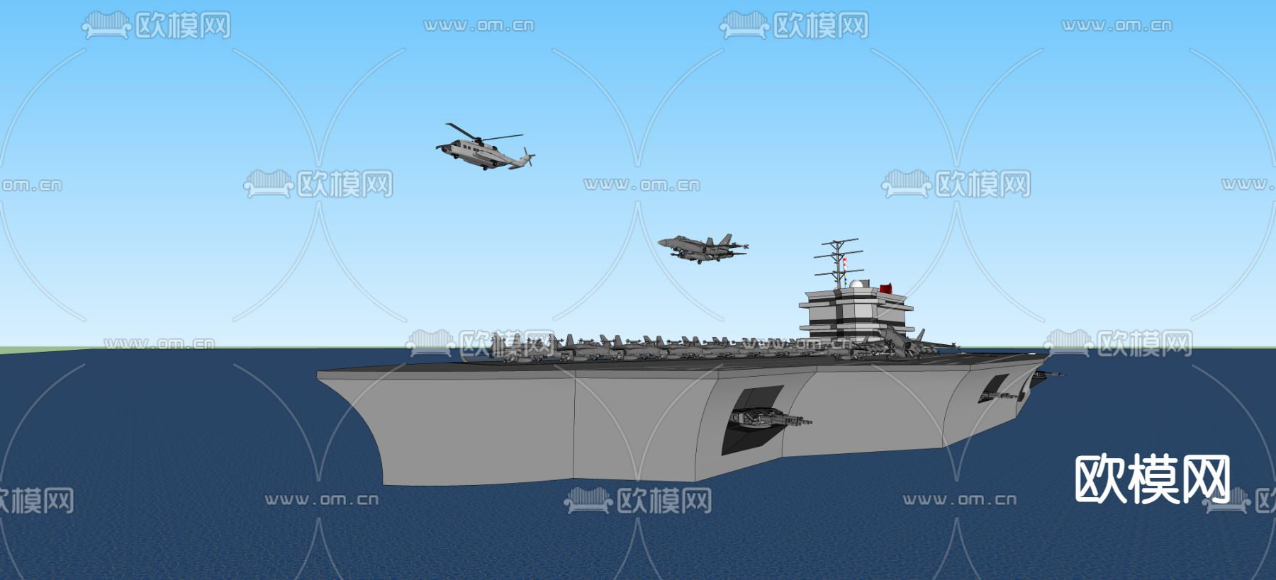 现代海军航空母舰su模型下载（渲染图1）