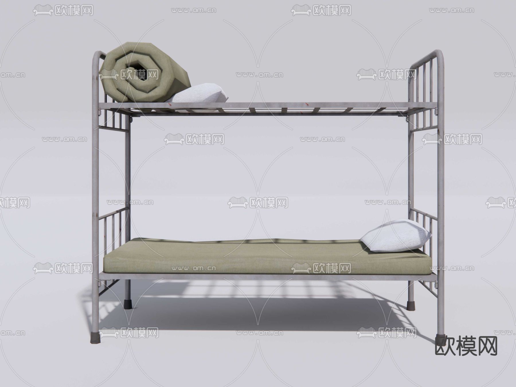 双层床 钢管床 宿舍上下铺su模型下载（渲染图2）