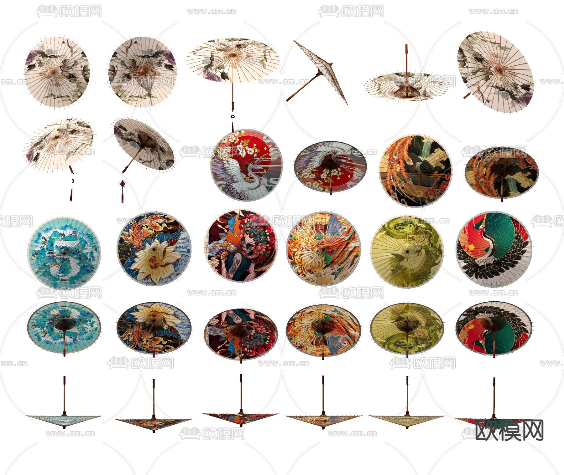 油纸伞 雨伞 伞 装饰伞su模型下载（渲染图1）