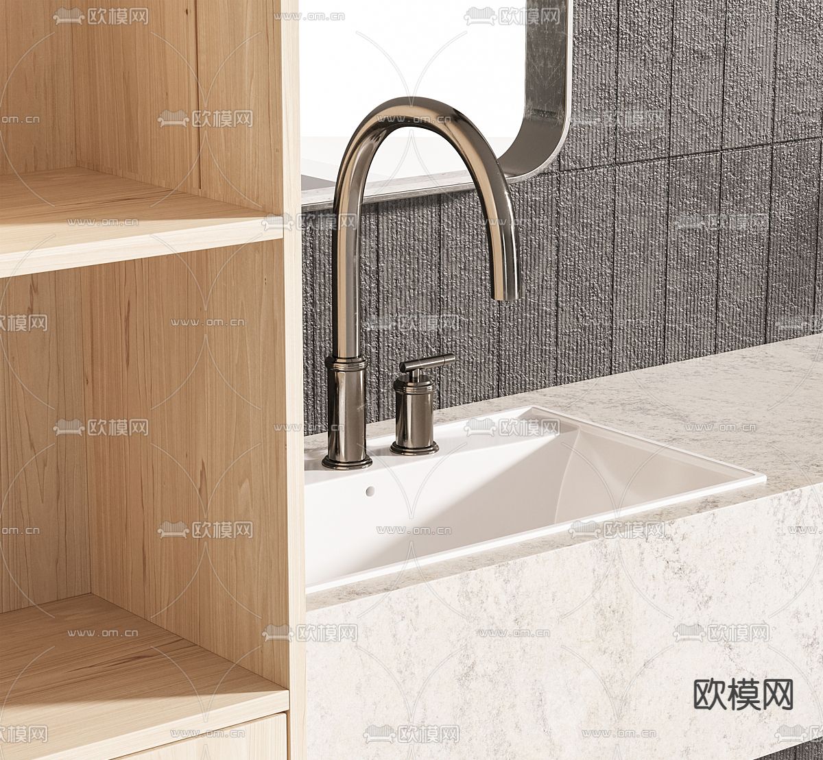 浴室柜 洗手台3d模型下载（渲染图2）