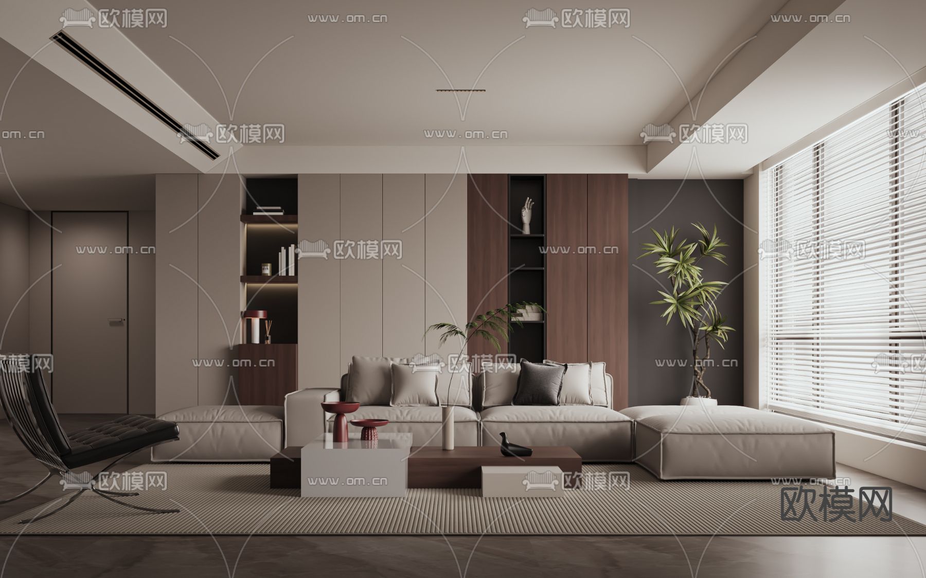 后现代客厅3d模型下载