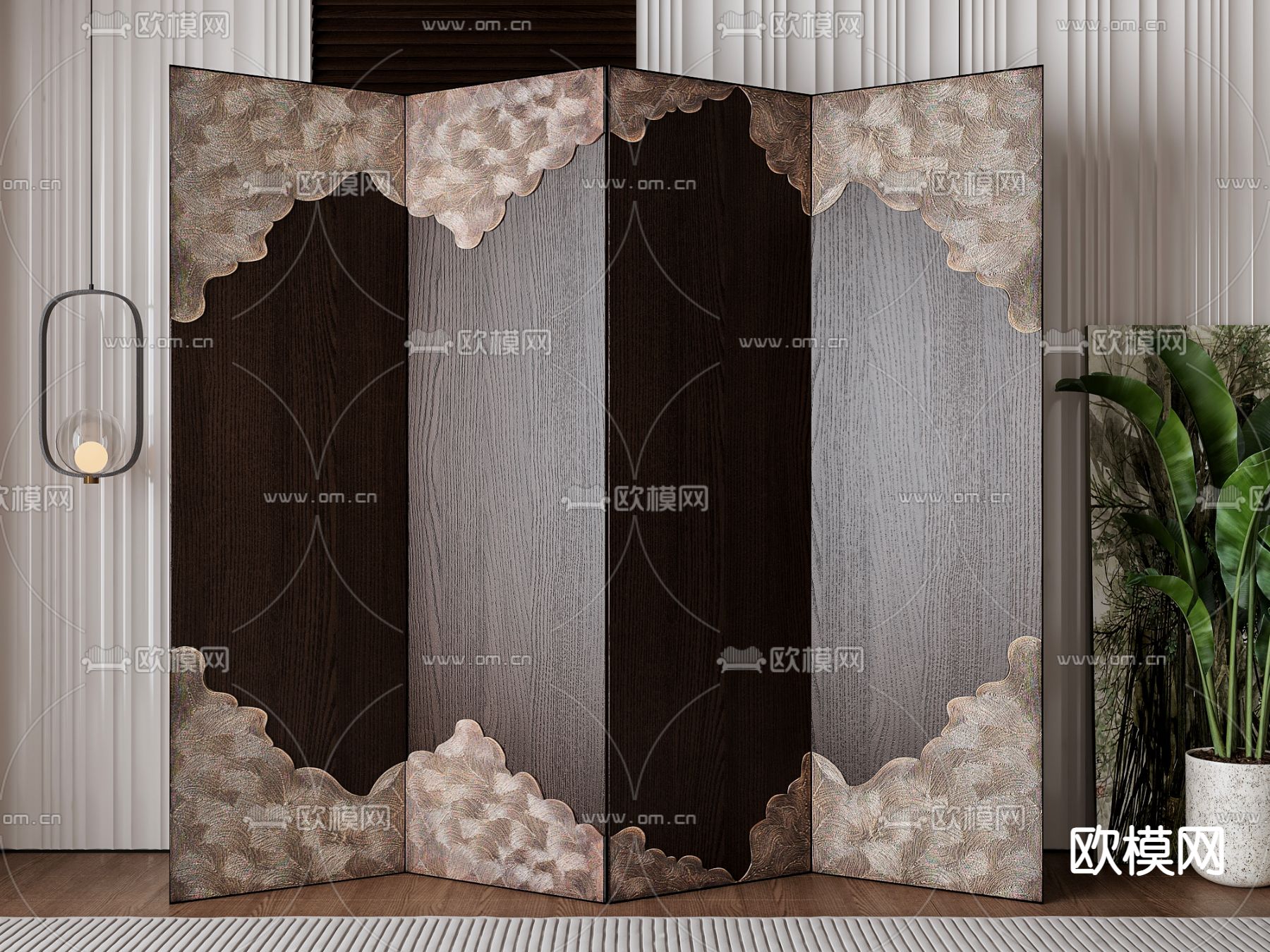 侘寂风屏风su模型下载（渲染图2）