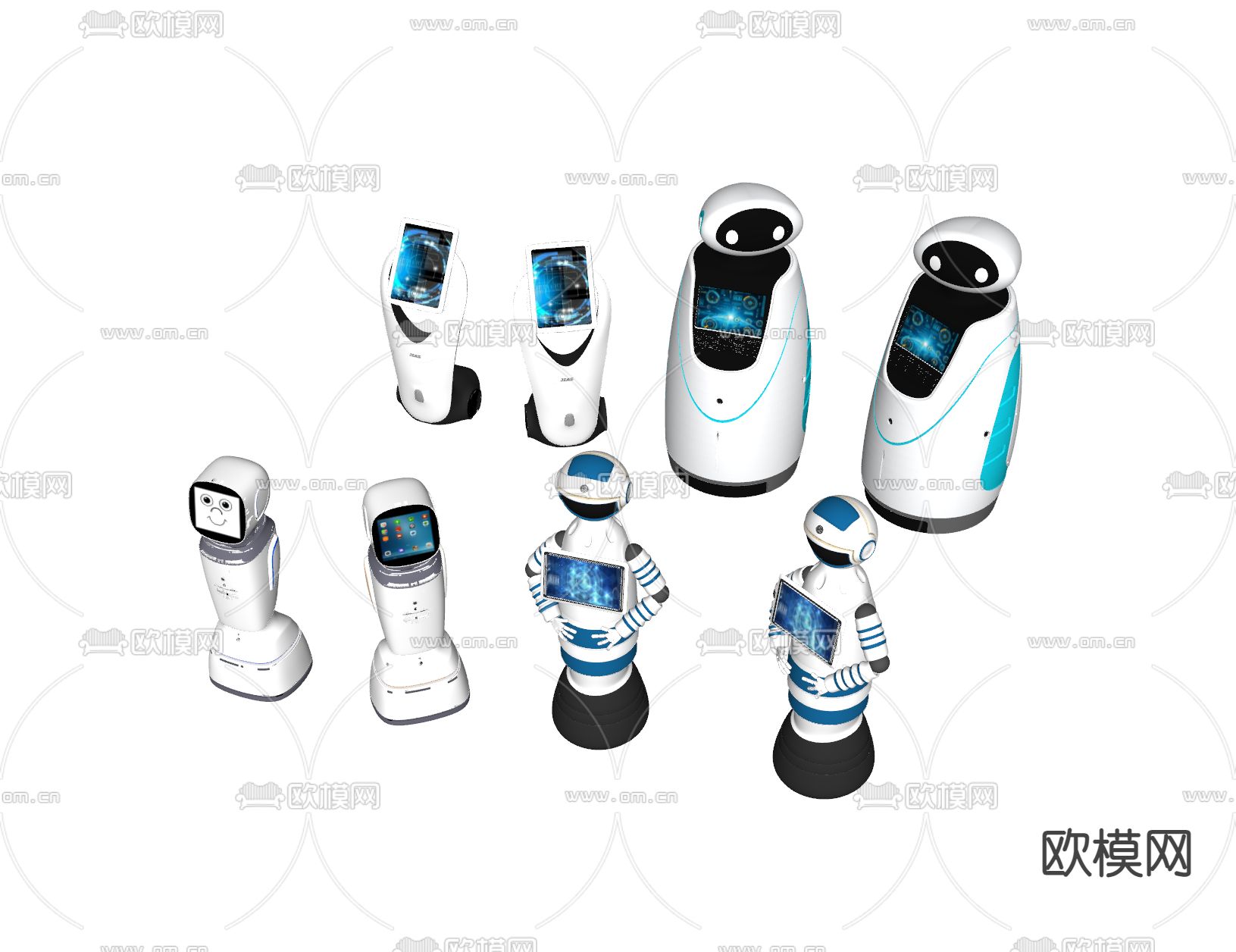 服务机器人 智能导视机 一体机su模型下载（渲染图1）