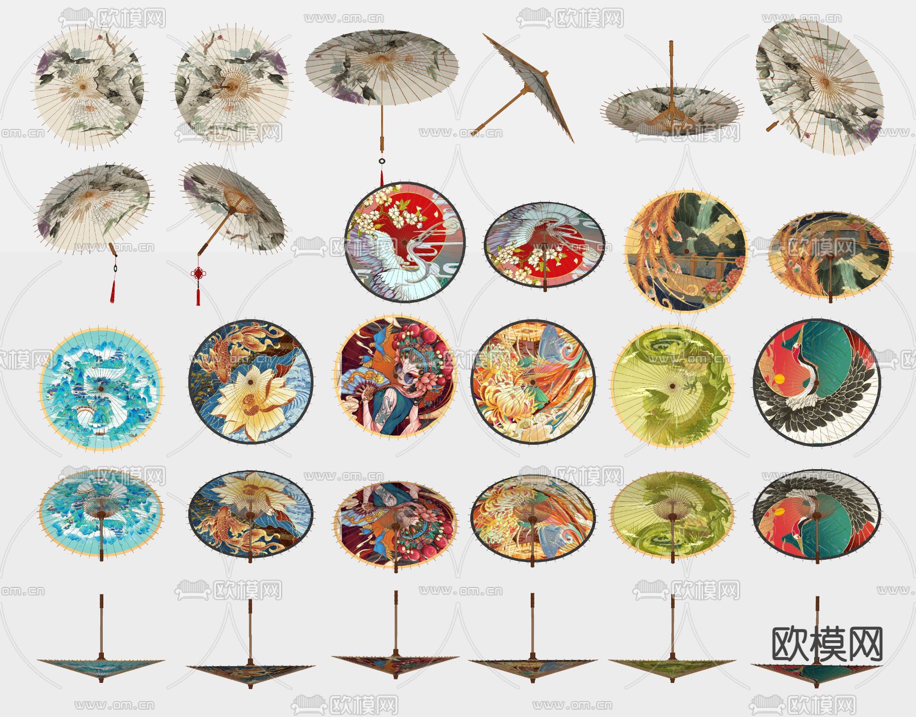 油纸伞 雨伞 伞 装饰伞su模型下载（渲染图2）
