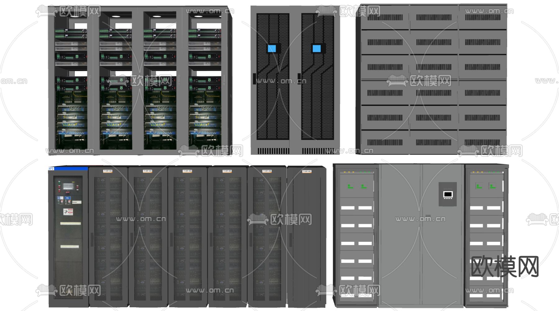 服务器机柜 弱电箱 配电箱su模型下载（渲染图1）