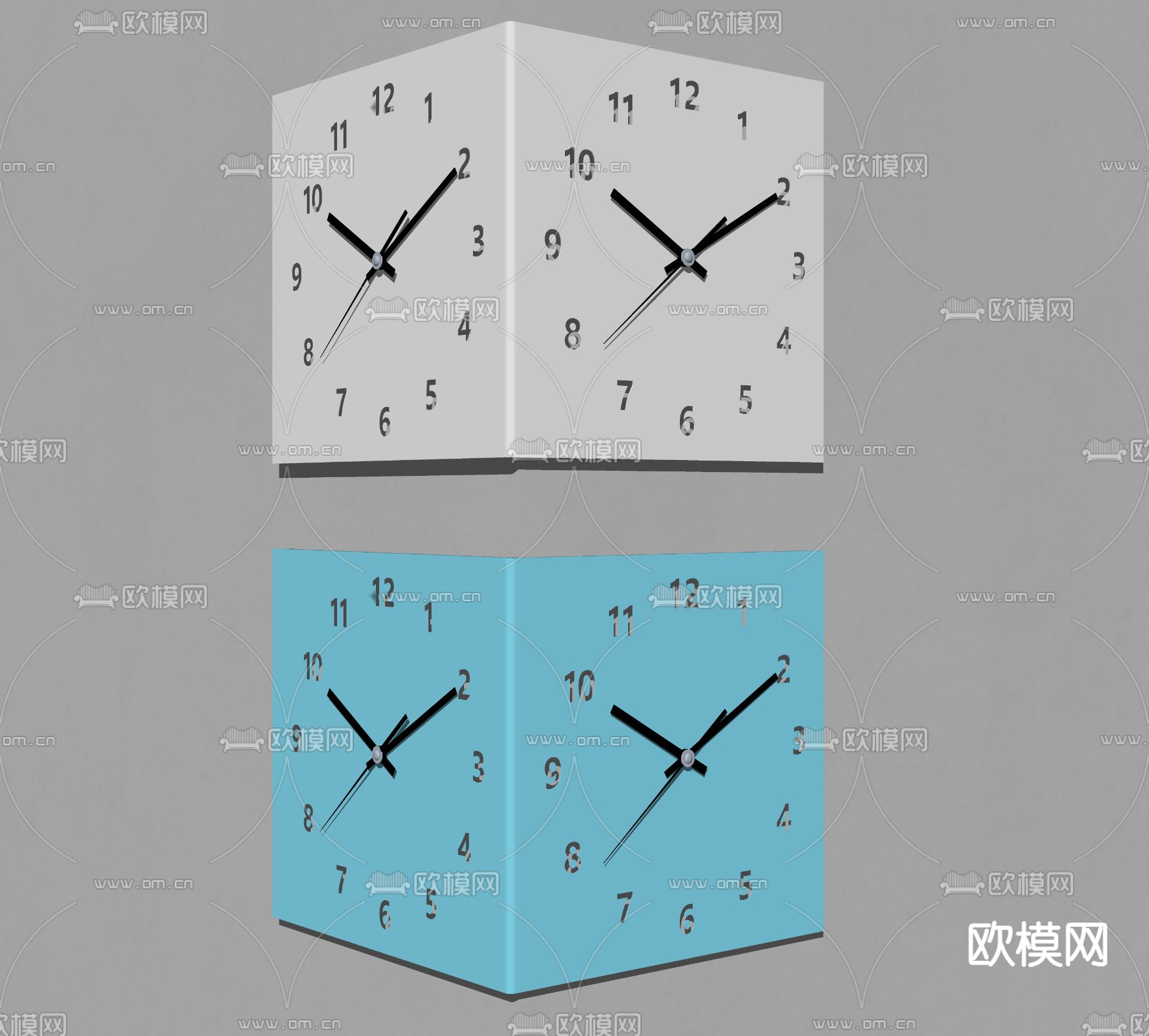 现代转角挂钟 挂钟墙饰su模型下载（渲染图1）