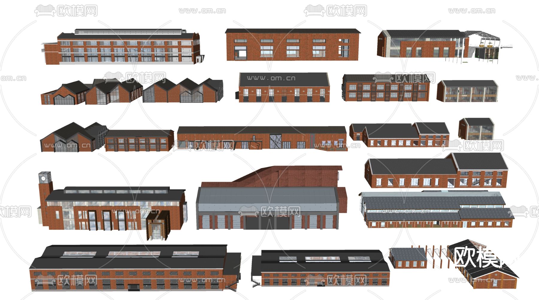 工业厂房 厂房改造 文创厂房su模型下载（渲染图1）