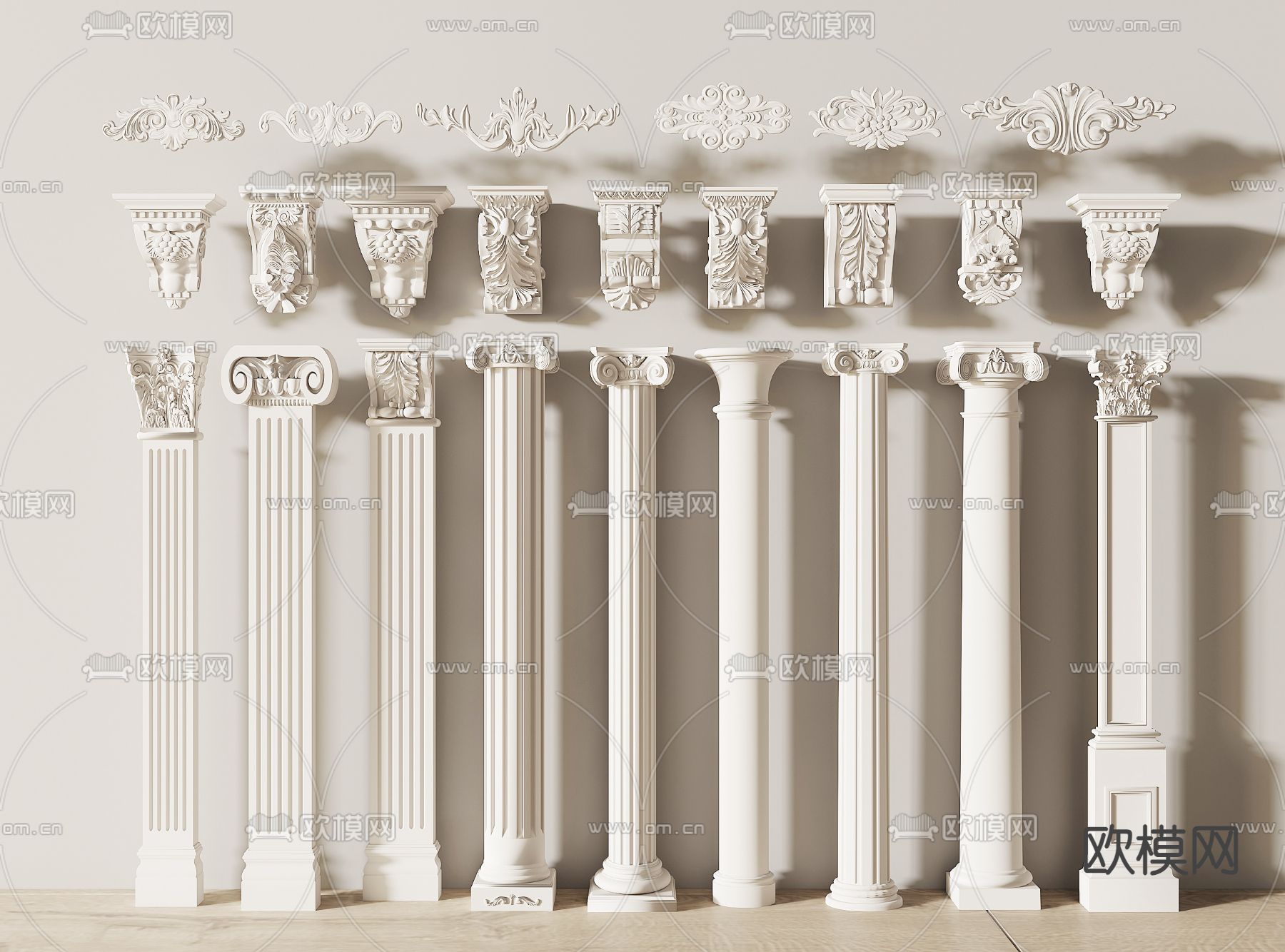 欧式柱子 罗马柱 雕花柱3d模型下载