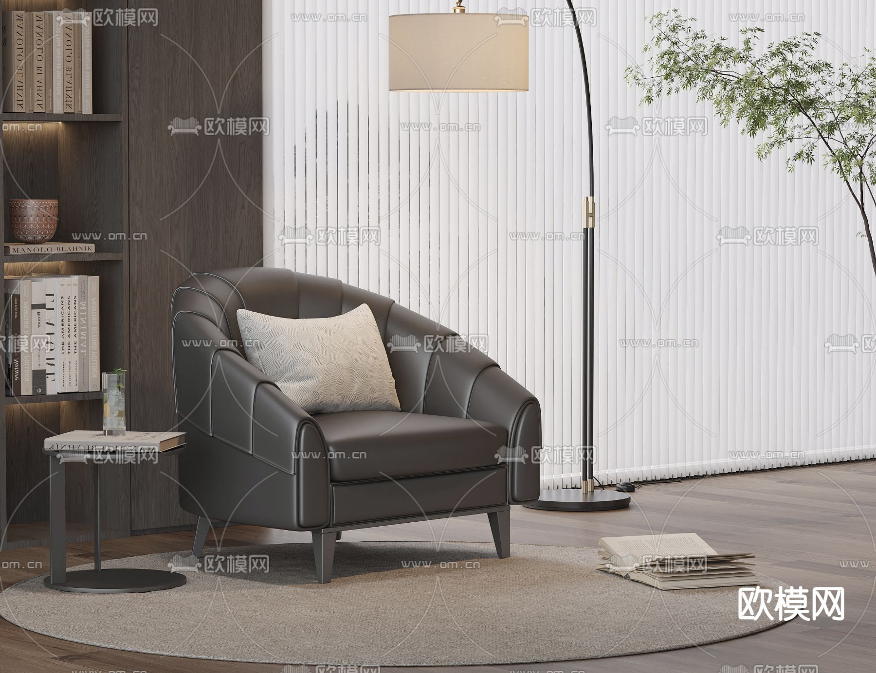 皮革沙发 单人沙发3d模型下载