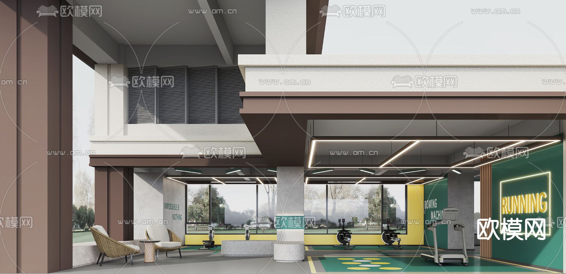 架空层健身房3d模型下载