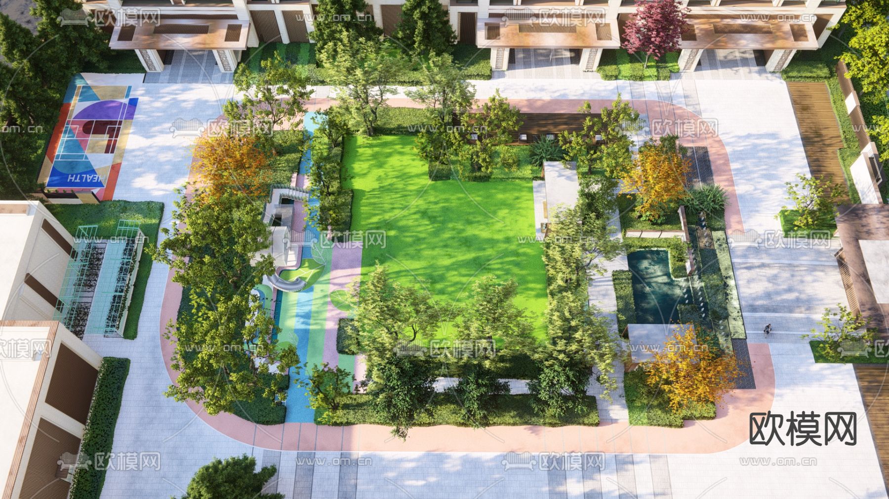 现代小区景观 入口景观su模型下载（渲染图2）