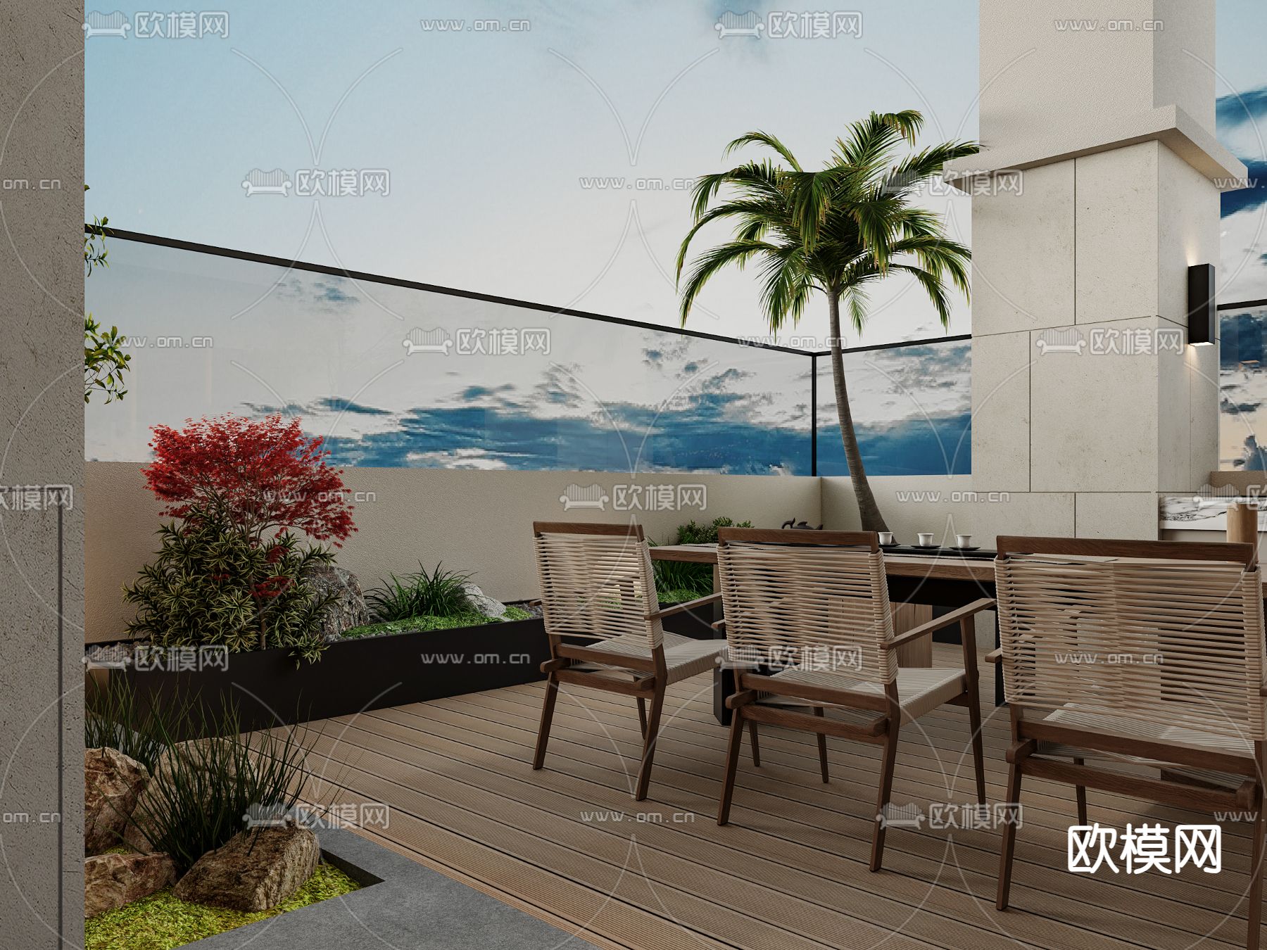 屋顶花园 露台3d模型下载（渲染图3）