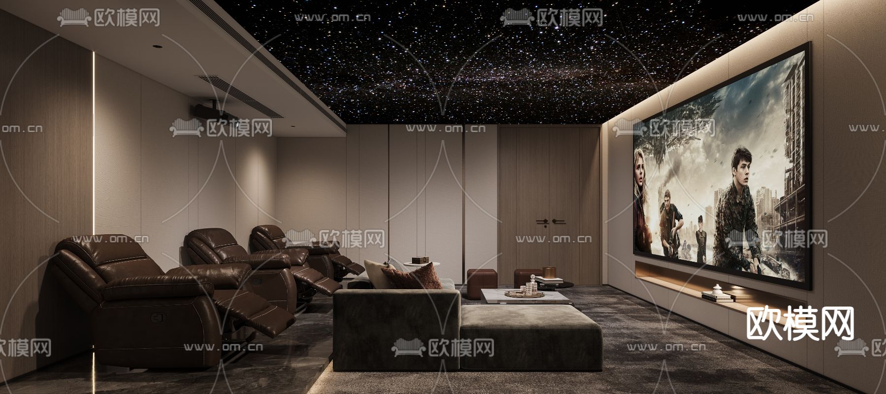 视听室 影音室 家庭影院3d模型下载