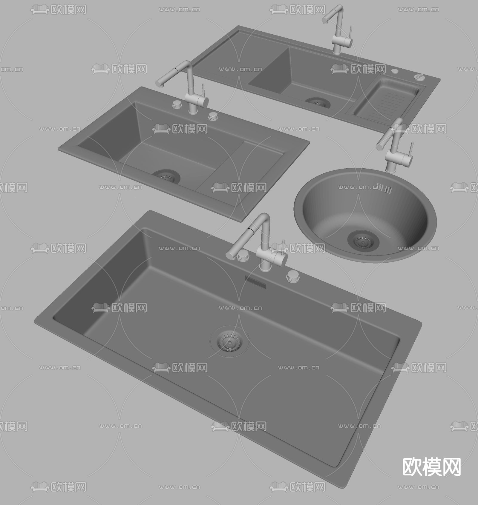 洗菜盆su模型下载（渲染图1）