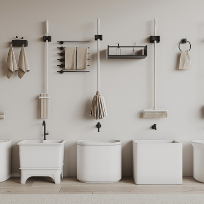  现代拖把池su模型 