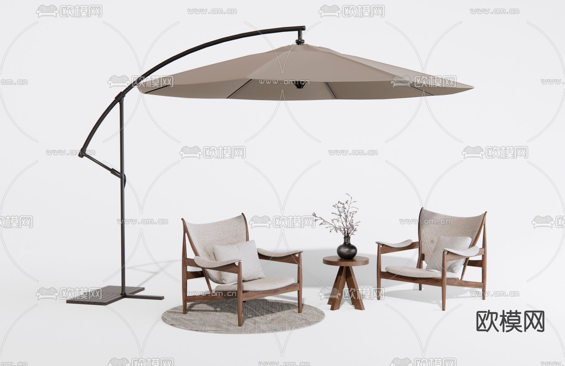 现代户外椅 休闲椅su模型下载（渲染图2）