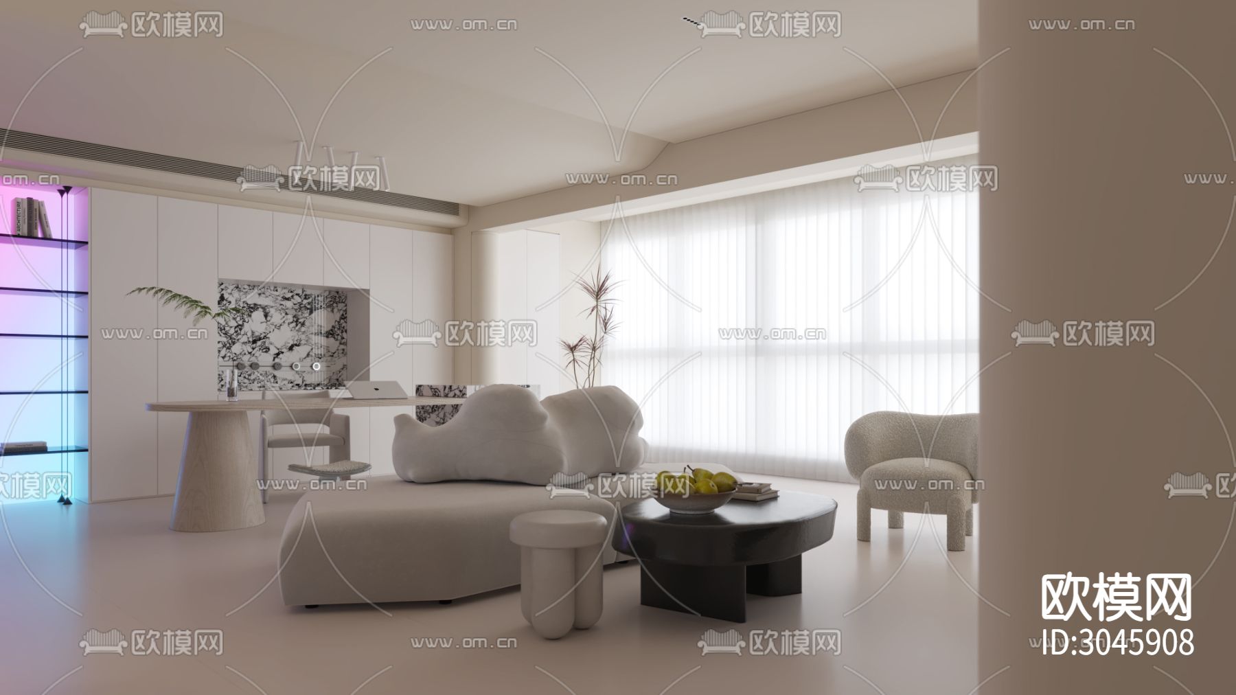 侘寂大平层效果图下载（渲染图2）