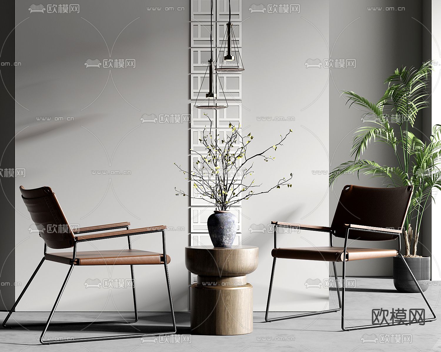 皮革椅子 休闲椅 桌几3d模型下载