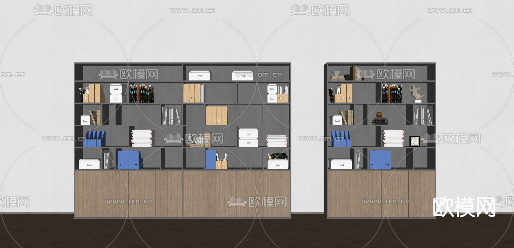 现代文件柜 书橱书柜su模型下载（渲染图1）