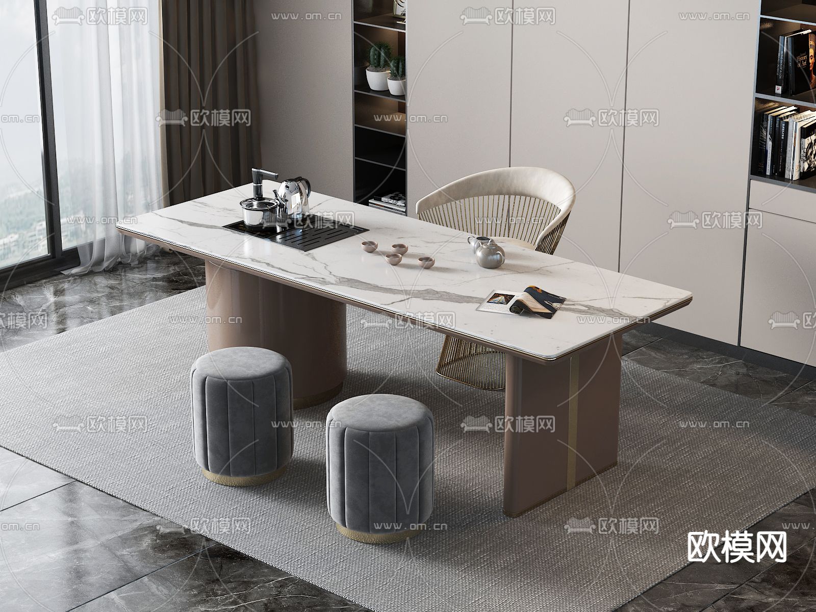 轻奢茶桌 茶台3d模型下载