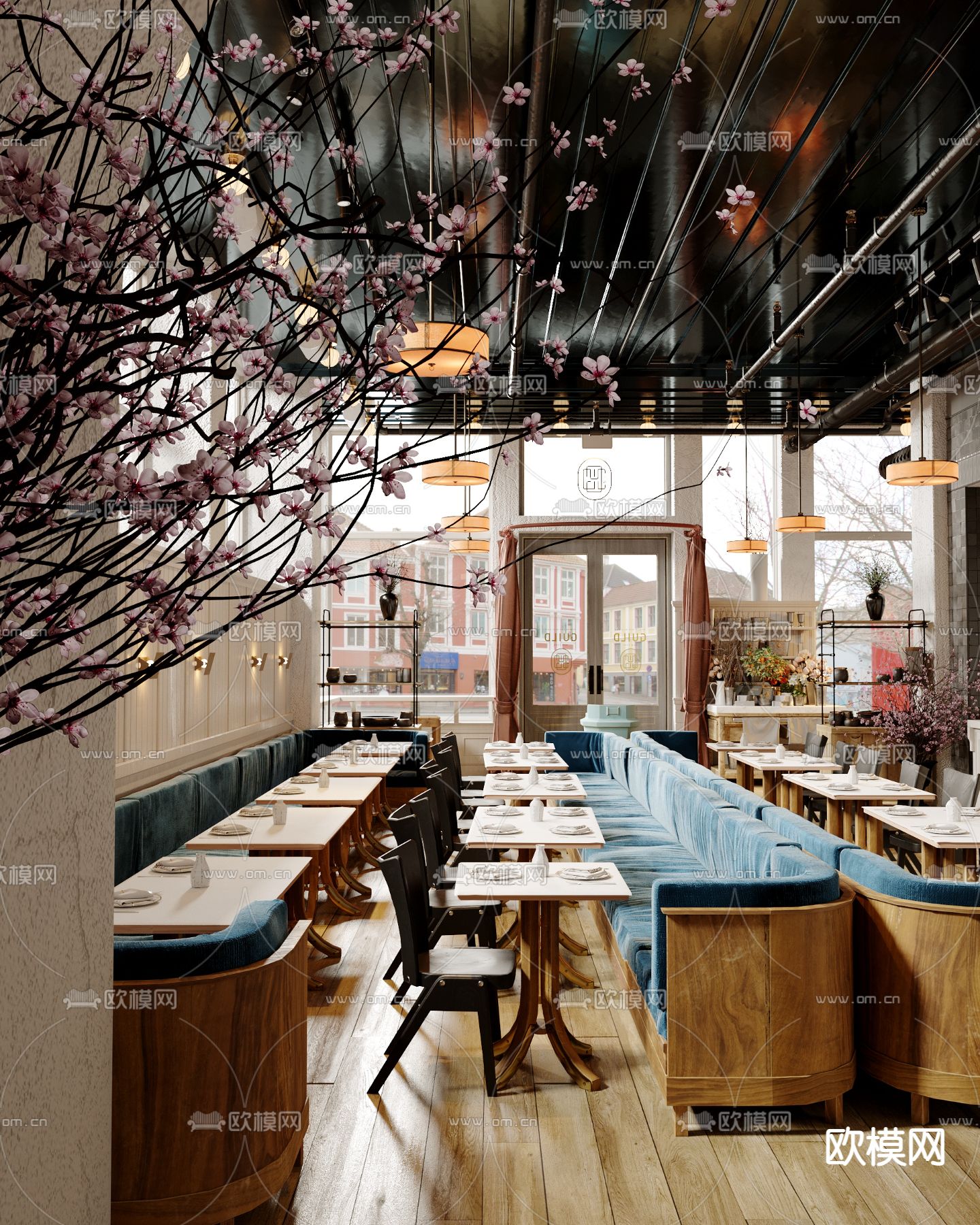 餐厅卡座 西餐厅3d模型下载（渲染图1）