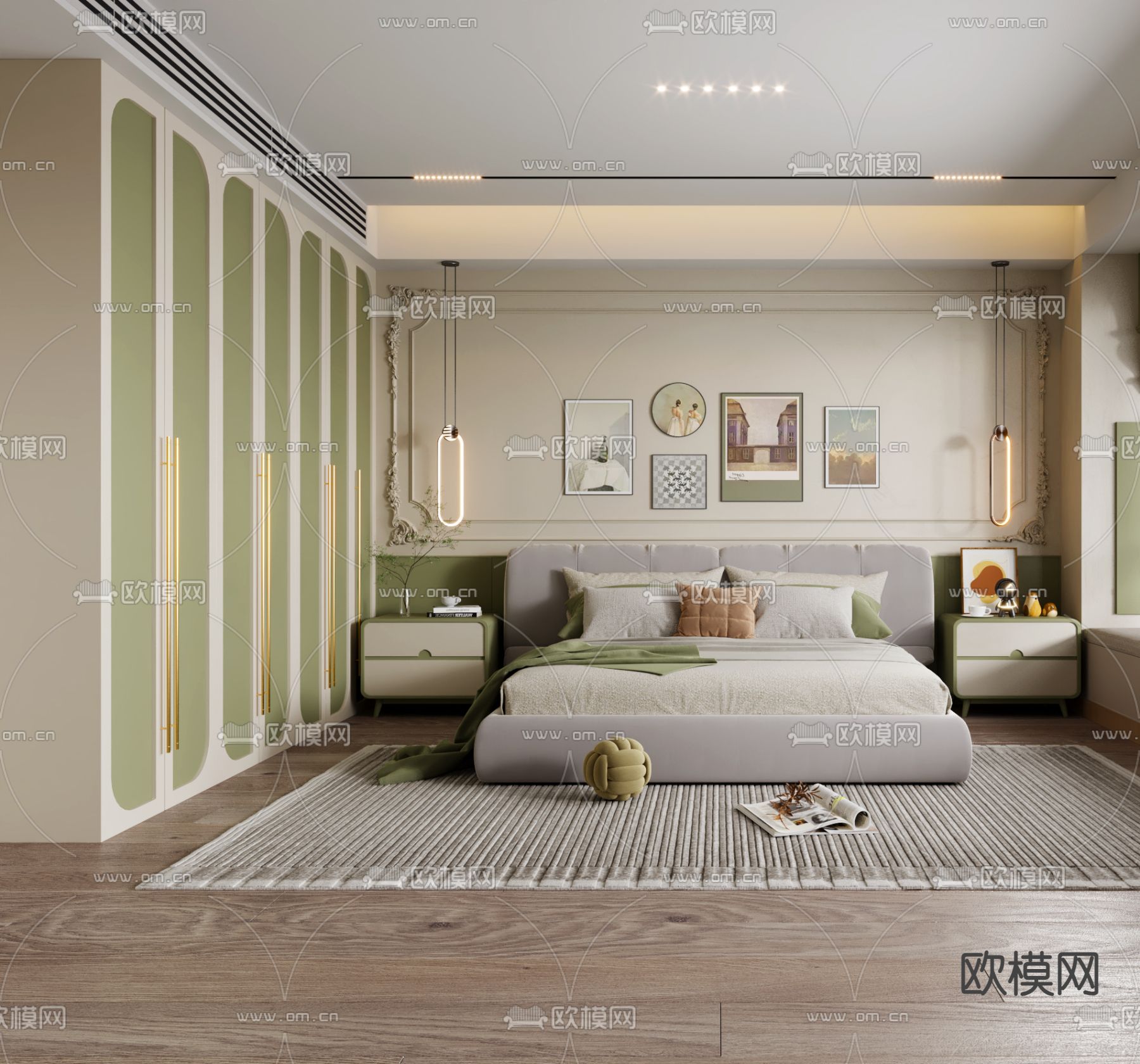 法式卧室 主人房3d模型下载（渲染图2）