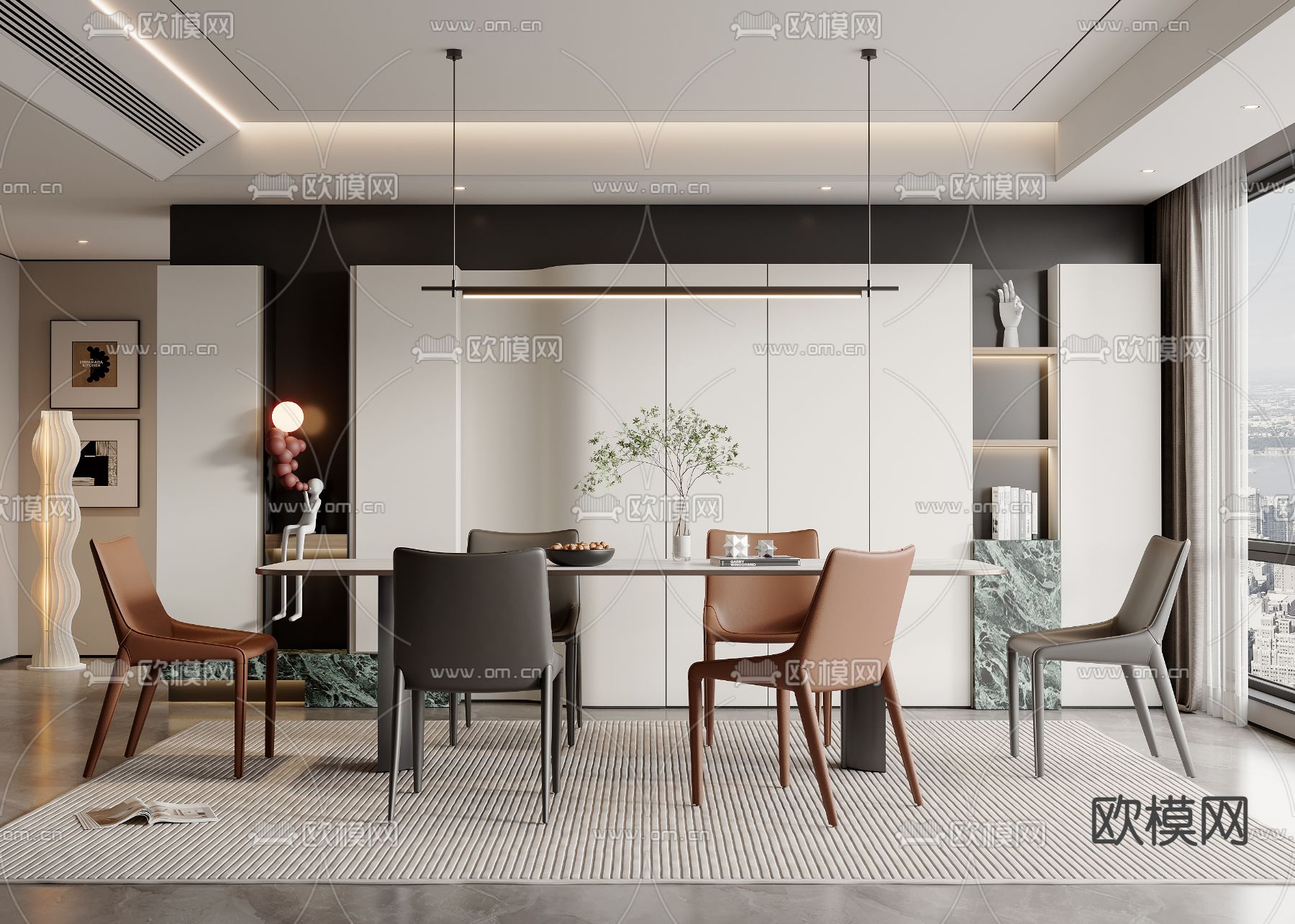 现代餐厅3d模型下载