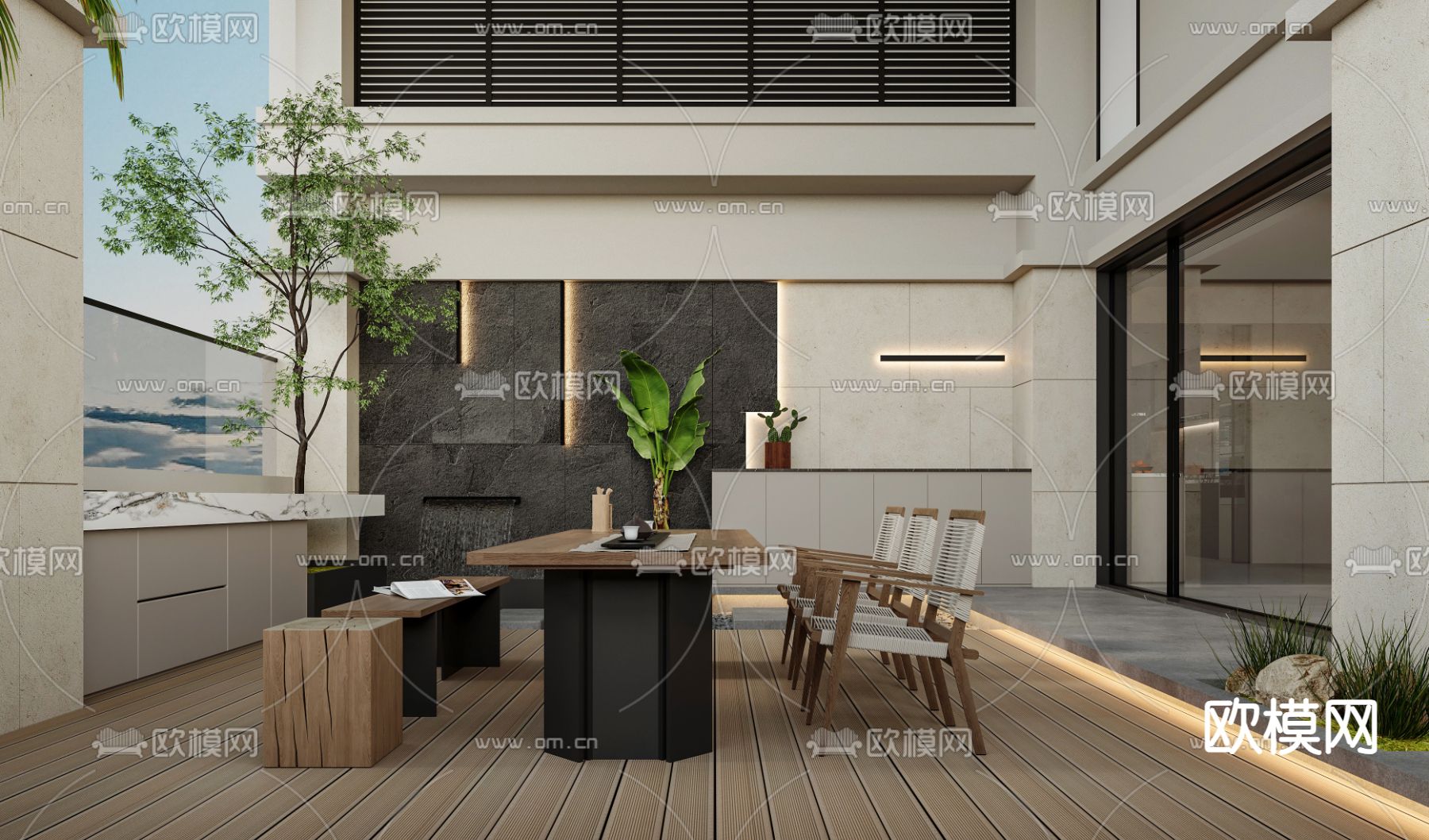 屋顶花园 露台3d模型下载（渲染图4）