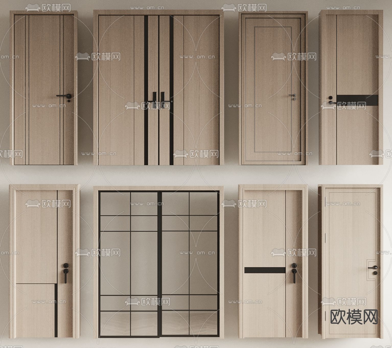 房门 卧室门 平开门 双开门3d模型下载