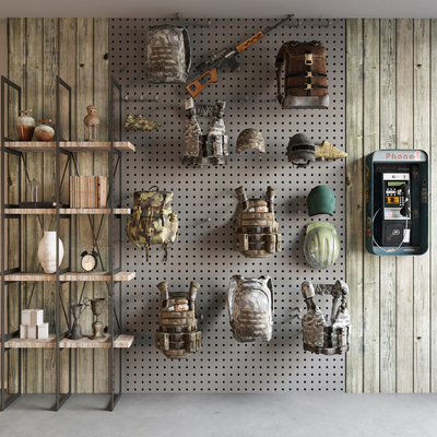  现代洞洞板饰品 防弹衣 防爆服su模型 