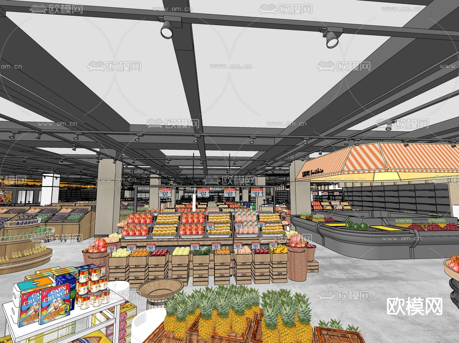 现代超市百货su模型下载（渲染图1）