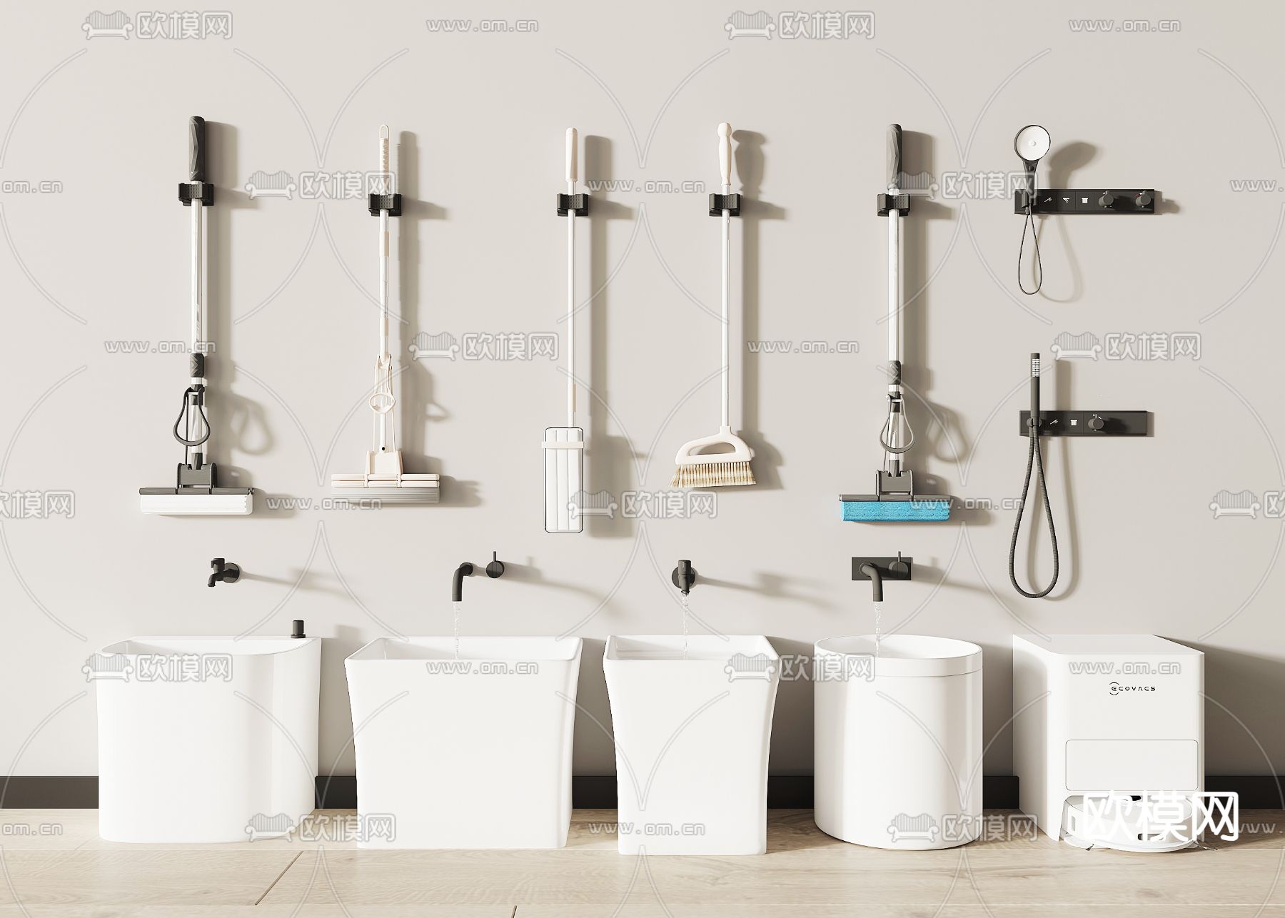 拖把池 墩布池 水龙头su模型下载（渲染图2）