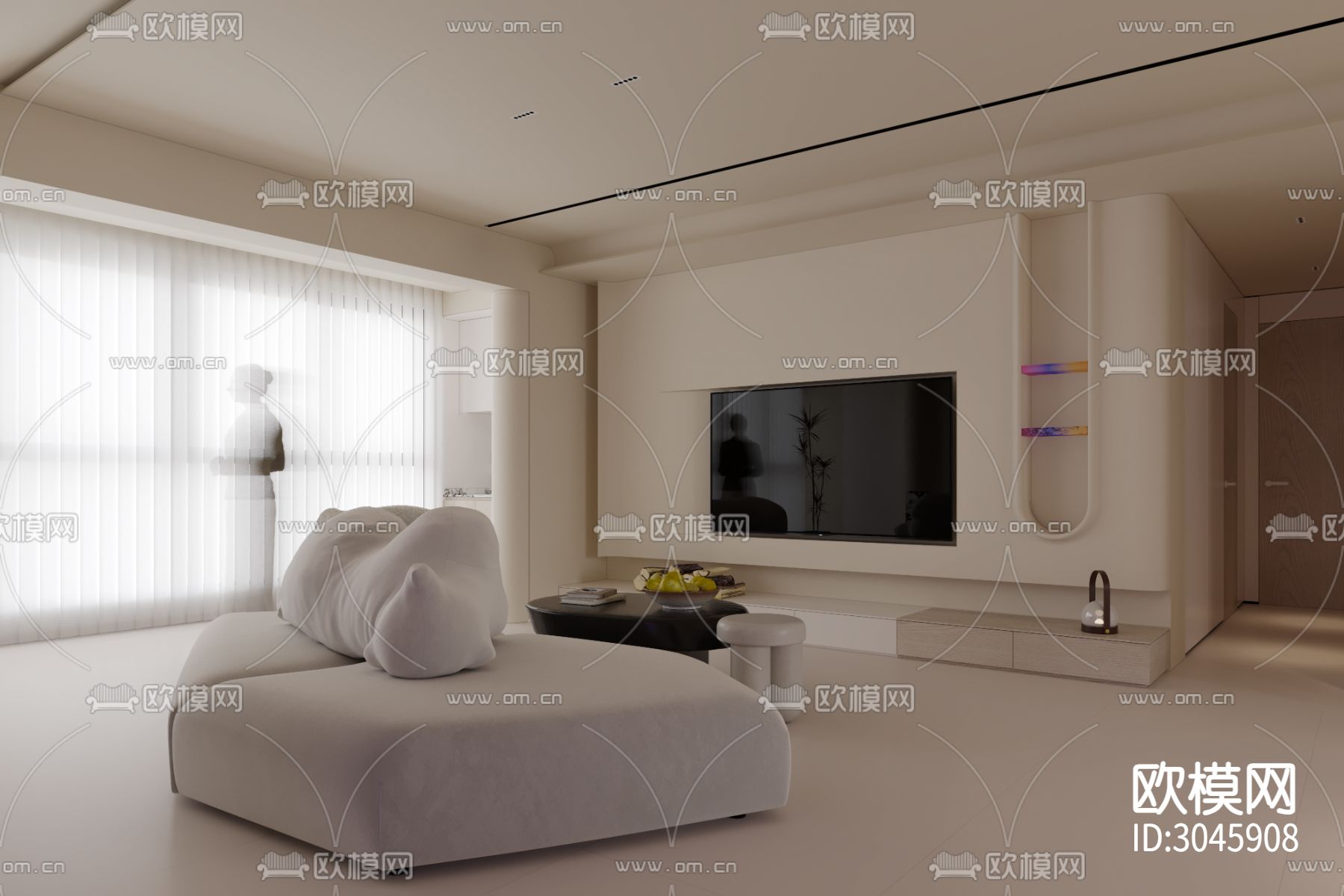 侘寂大平层效果图下载（渲染图4）