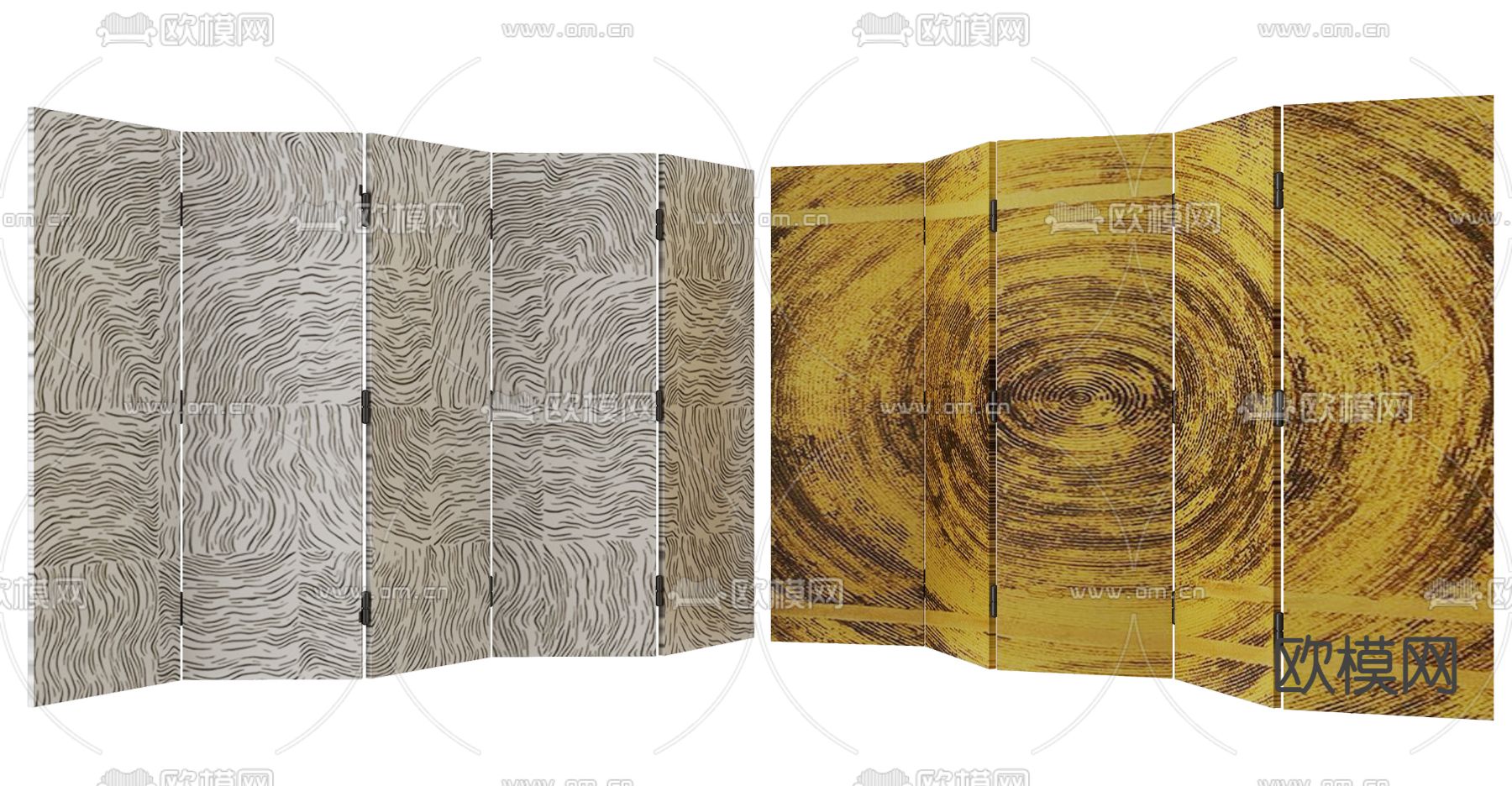 中古风屏风 壁画隔断3d模型下载