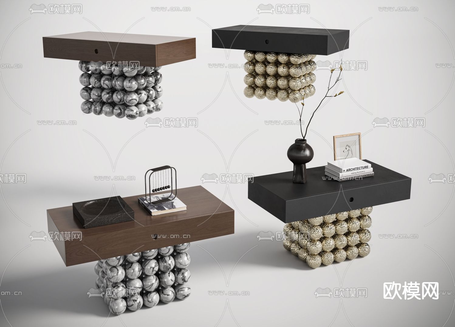 现代床头柜su模型下载（渲染图4）