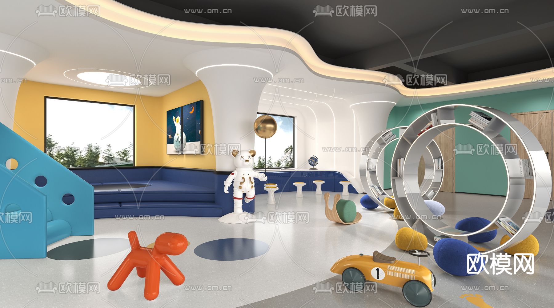 室内游乐场 儿童游乐区3d模型下载（渲染图1）