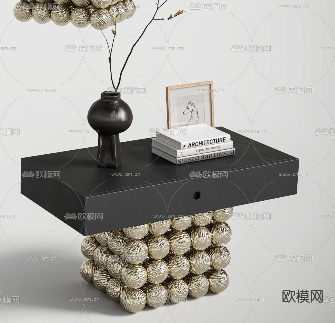 现代床头柜su模型下载（渲染图3）