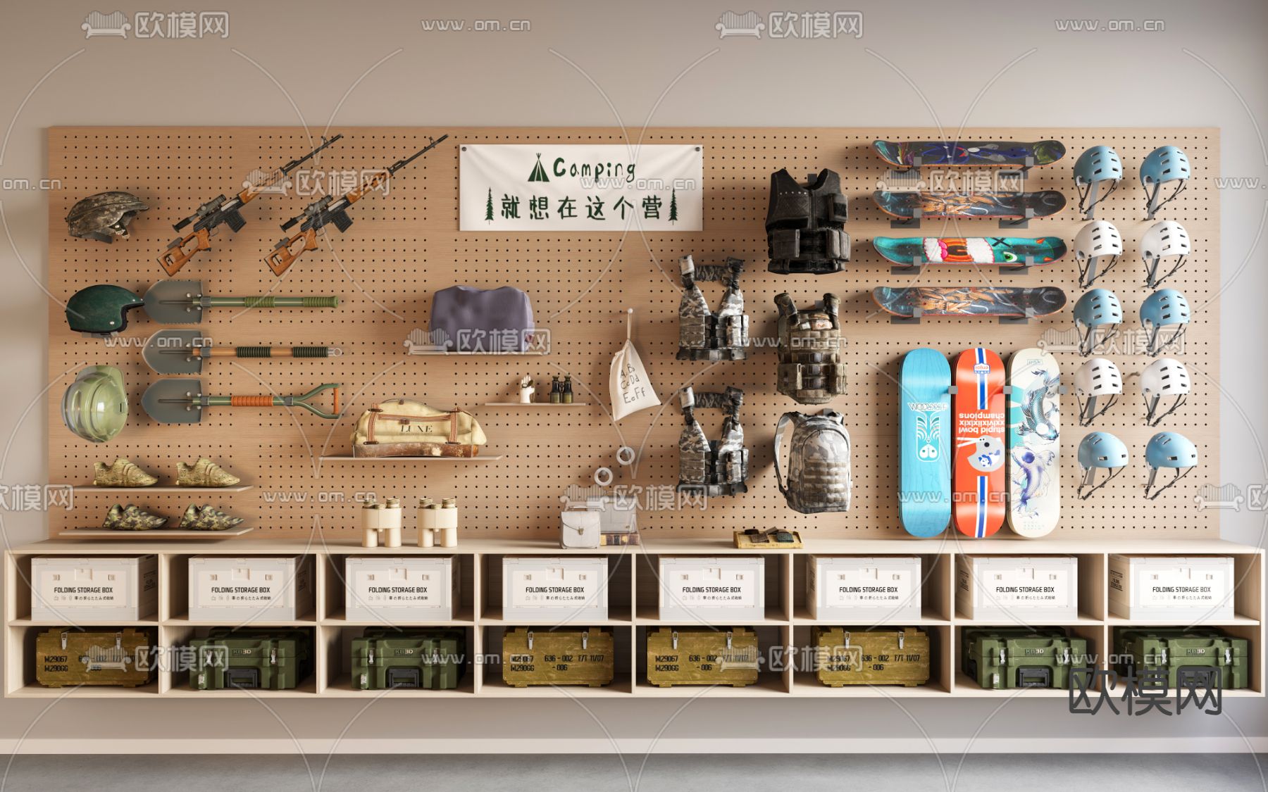 军事装备 防爆服 工兵铲 狙击枪3d模型下载