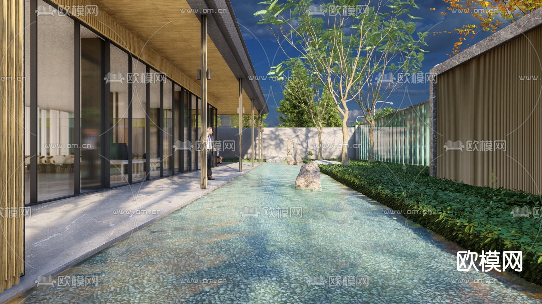 现代示范区景观su模型下载（渲染图3）