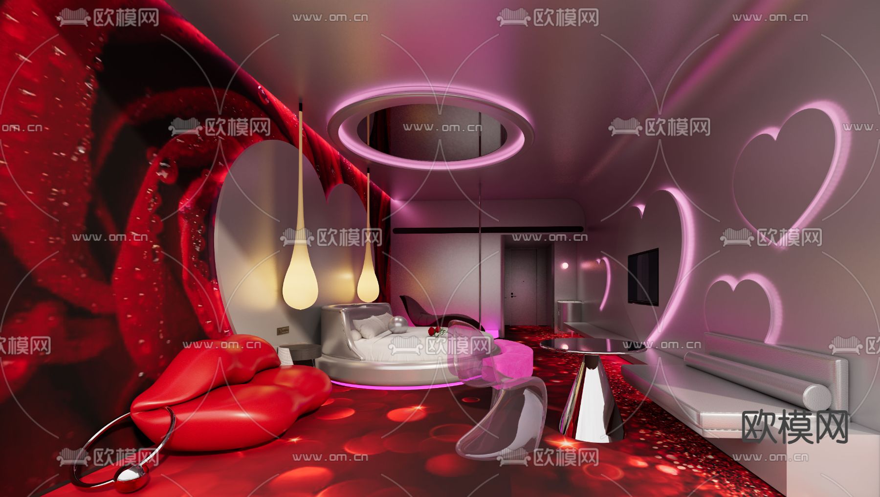 现代酒店客房su模型下载（渲染图2）