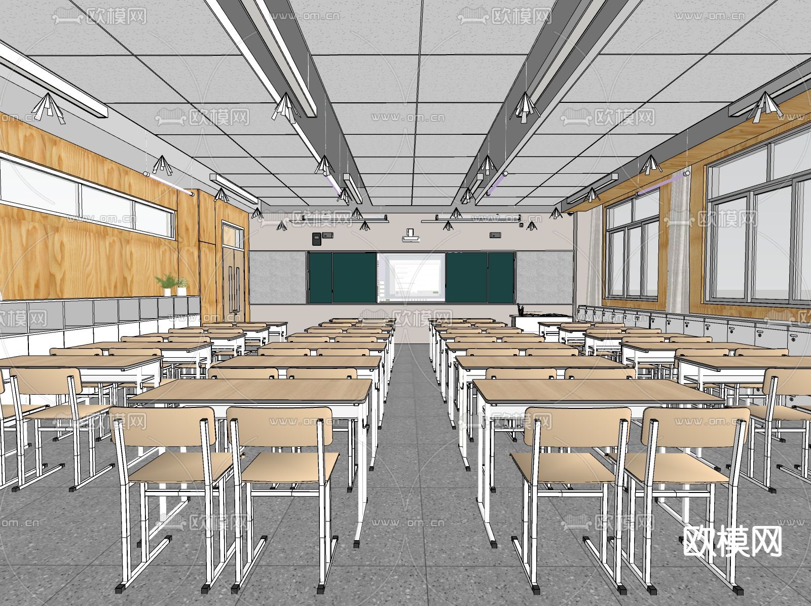 学校 教室su模型下载（渲染图1）