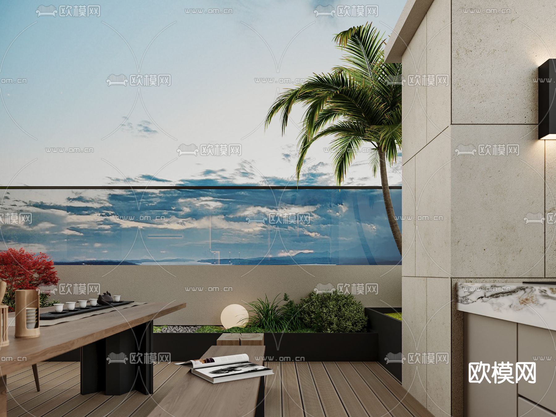 屋顶花园 露台3d模型下载（渲染图2）